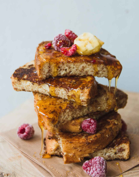 Rustic banana oatmeal and berry pancakes